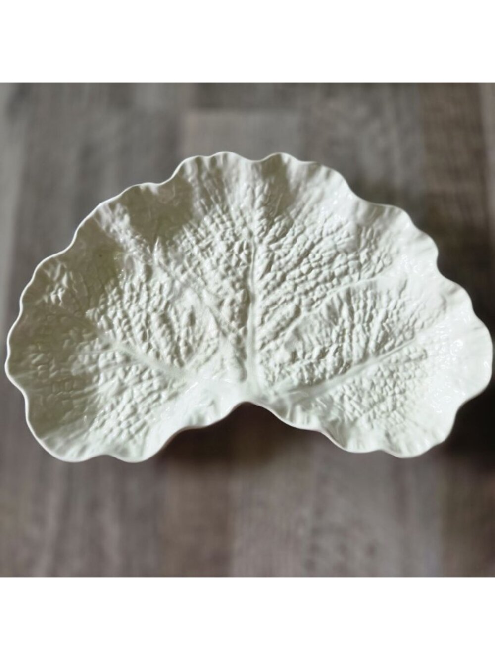 Spode Imperial Cabbage Leaf Crescent Plate Savoy White Bone China England VTG